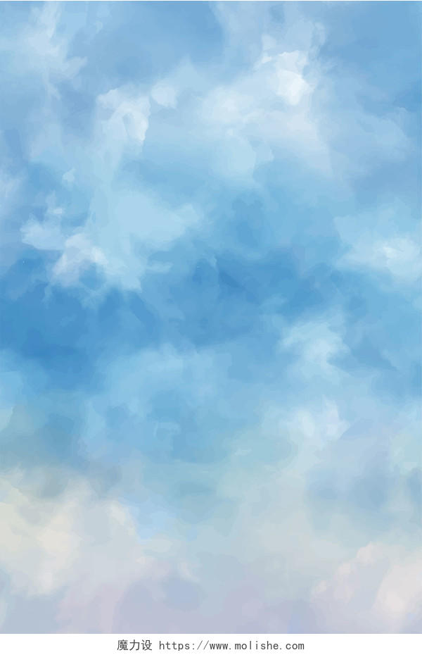 蓝色梦幻手绘水彩水墨天空云彩蓝天白云背景